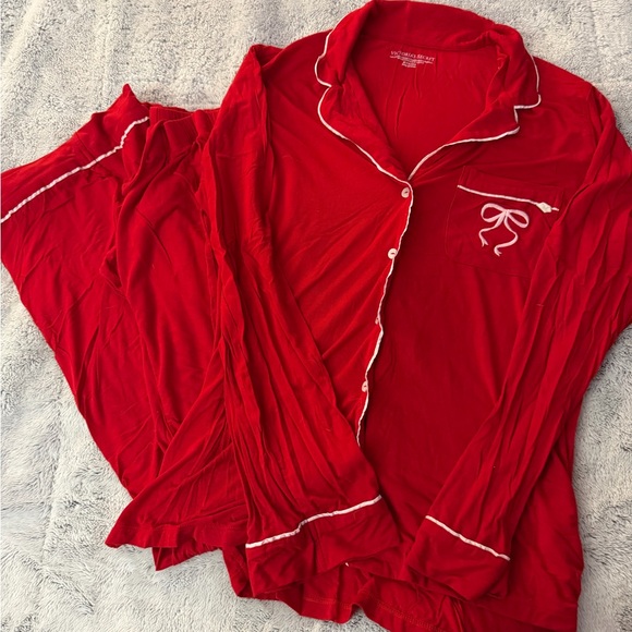 Victoria's Secret Other - Victoria's Secret Modal Red Pajama Set with White Trim